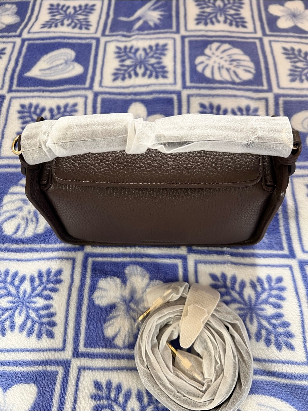 The Horse mini Clementine Compact Pebbled Leather Mini Bag in Dark Brown - Picture 7 of 9